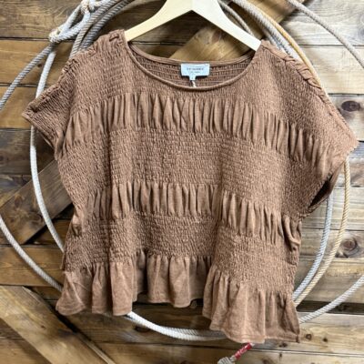 Womens Ee:some S/S Ruched Top-Brown