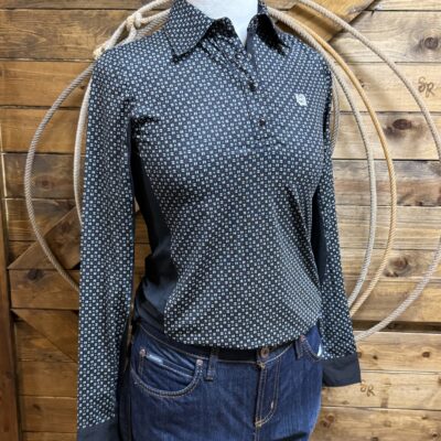 Womens Cinch L/S ArenaFlex Pullover-Black Print