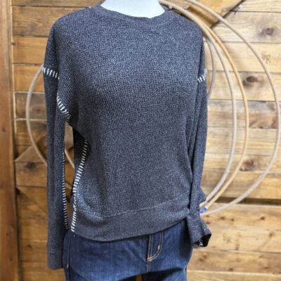 Womens Dylan Blanket Stitch Sweater-Shale/White