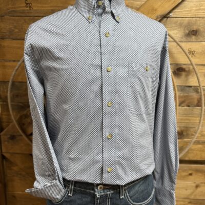 Mens Wrangler George Strait L/S Button Down-Blue Multi