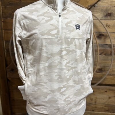 Mens Cinch L/S 1/4 Zip Pullover-Tan Camo