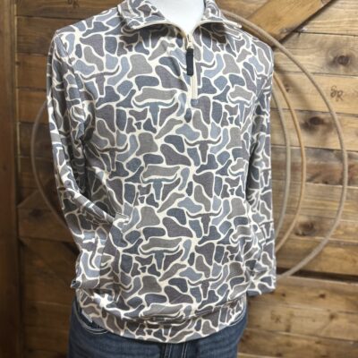 Mens Rock&Roll 1/4 Zip Pullover-Tan/Brown Camo