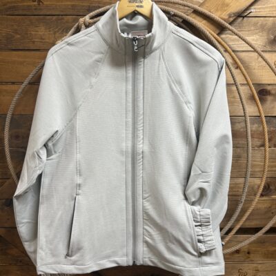 Womens Cinch Lightweight Zip Up Jacket-Light Grey