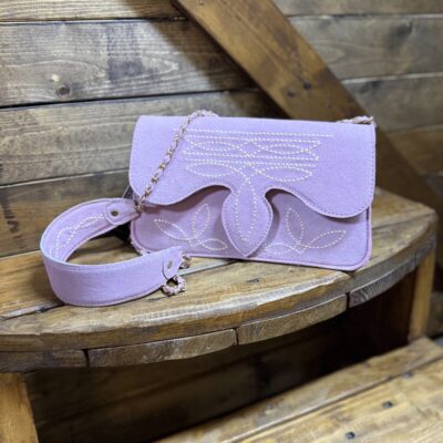 American Darling Boot Stitch Crossbody-Blush Pink Suede