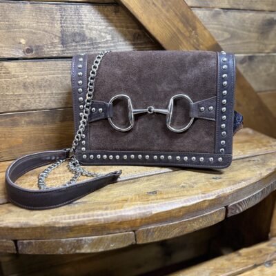 American Darling Sueded Bit Handbag-Dark Brown W/Chain