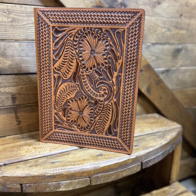 Tooled Leather Notepad Cover-Large-Natural