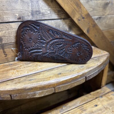 Tooled Leather Pistol Case-Large-Dark