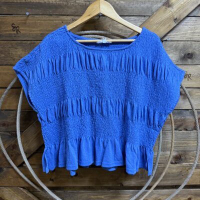 Womens Ee:some S/S Ruched Blouse-Denim Blue