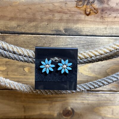 Sterling Silver Daisy Turquoise Cluster Earrings