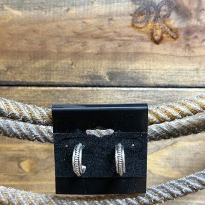 Sterling Silver Twisted Center Small Hoop Earrings