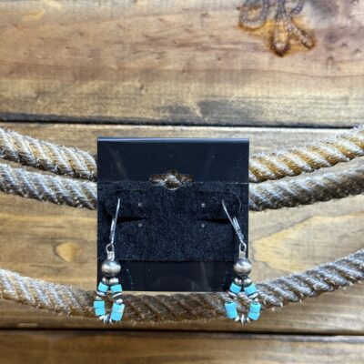Sterling Navajo Pearls w/Turquoise Beads Tiny Tear Drop Earrings