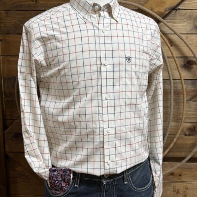 Mens Ariat Classic L/S Button Down-Arctic Wolf Window