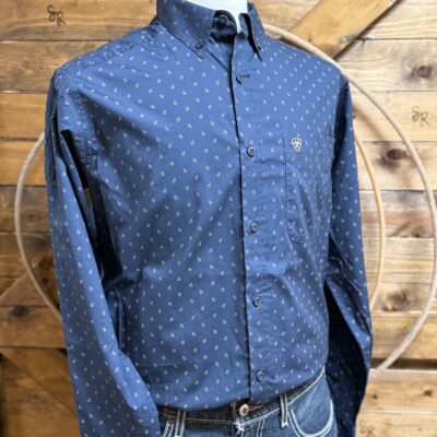 Mens Ariat Canyon Classic L/S Button Down-Blue Foulard