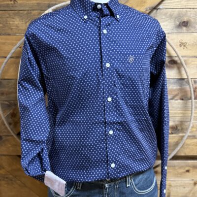 Mens Ariat Wrinkle Free Classic L/S Button Down-Maritime Blue