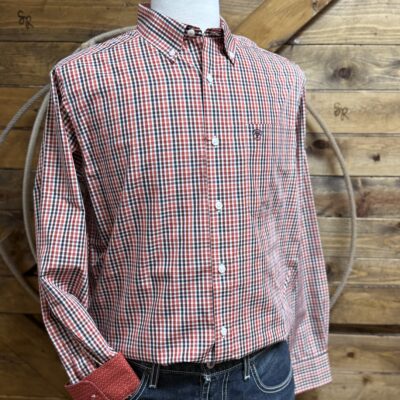 Mens Ariat Wrinkle Free Classic L/S Button Down-Ketchup Check