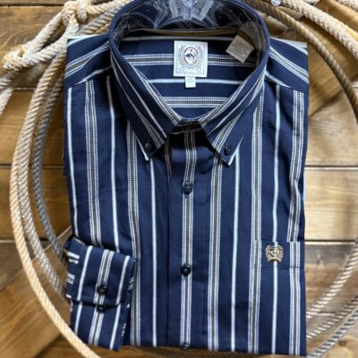 Mens Cinch Classic L/S Button Down-Navy Stripe