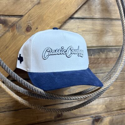 Classic Cowboy Cap-Blue/White Corduroy