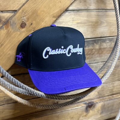 Classic Cowboy Cap-Black/Purple/White