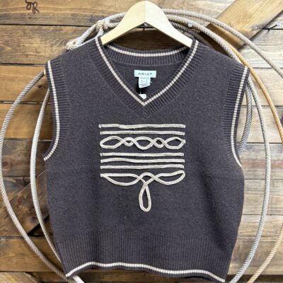 Womens Ariat Sweater Vest-Coffee Boot Stitch