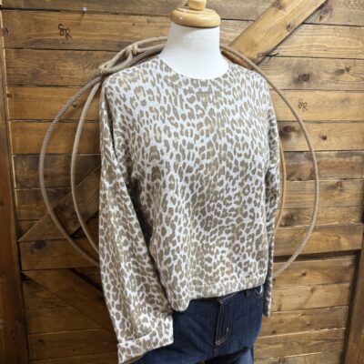 Womens Rock&Roll Sweater-Cream Cheetah