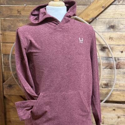Mens Huk Leeward Fleece Hoodie-Port Heather