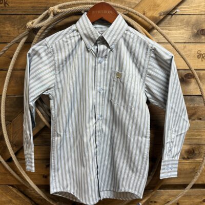 Boys Cinch Classic L/S Button Down-Light Blue Stripe
