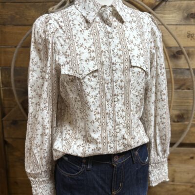 Womens Wrangler Retro L/S Pearl Snap Top-White Floral
