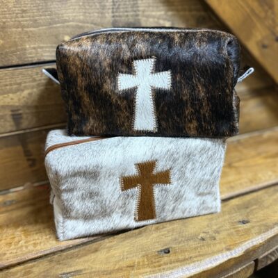 Hair On Hide Makeup Bag W/Zipper-Cross