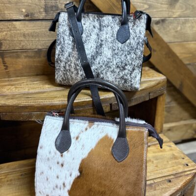 Hair On Hide Leather Handbag w/Handles