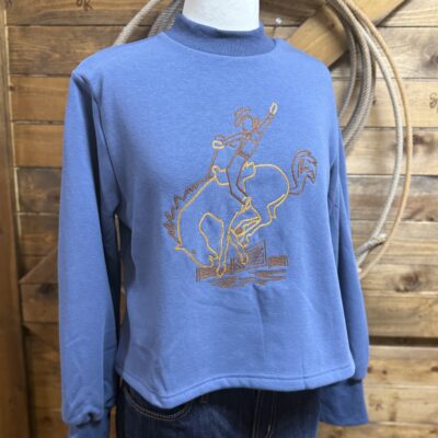 Womens 2FlyCo Hold Your Horses Cropped Sweatshirt-Blue