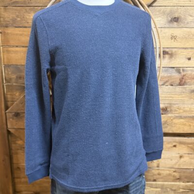 Mens Huk Waffle Knit L/S Crew-Sea Storm Heather
