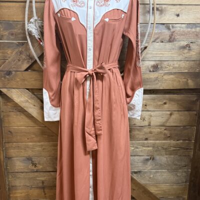 Womens Panhandle Slim Retro Western Dress-Burnt Orange