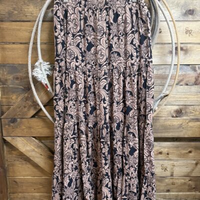 Womens Wrangler Retro Black Tooled Skirt