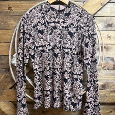 Womens Wrangler Retro L/S Blouse-Black Tooled