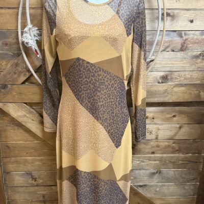 Womens Wrangler Retro L/S Sheer Leopard Dress