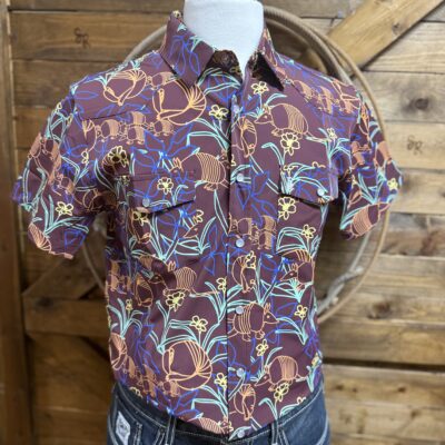 Mens Raised By Coyotes S/S Performance Pearl Snap-Armadillo Roll