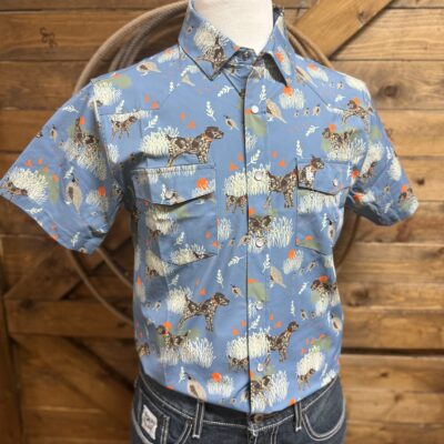 Mens Raised By Coyotes S/S Performance Pearl Snap-Bird Dog