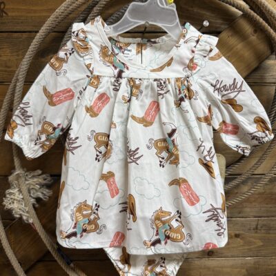 Baby Girls Wrangler Dress W/Bloomers-White Western Icons