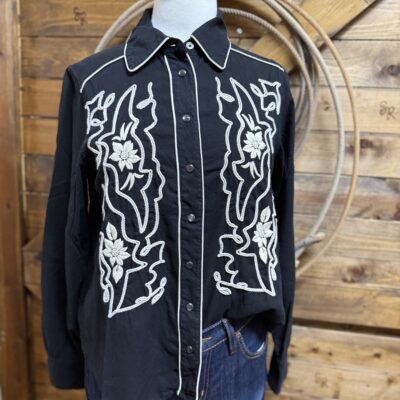 Womens Kimes Ranch L/S Pearl Snap-Cream Embroidery