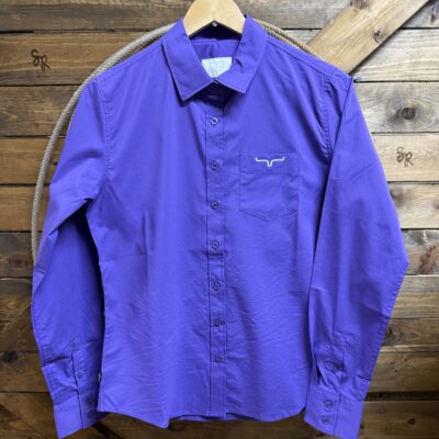 Womens Kimes Ranch L/S Button Down-Solid Purple