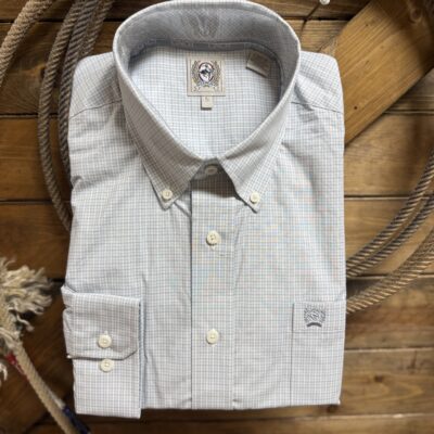 Mens Cinch Classic L/S Button Down-Light Blue Plaid