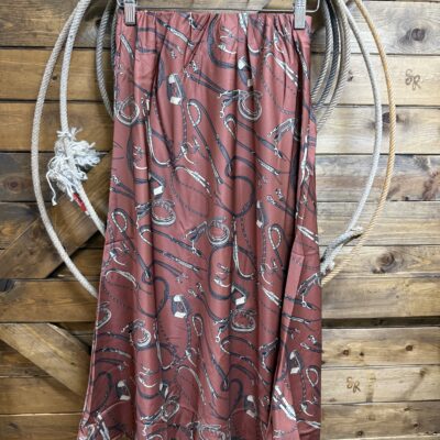 Womens Cruel Denim Satin Western Skirt-Burgundy