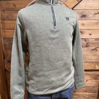 Mens Cinch 1/4 Zip Fleece Pullover-Oliver Heather