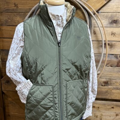 Womens Ariat Dilon 2.0 Reversible Vest-Ivy Green/Wild Horses