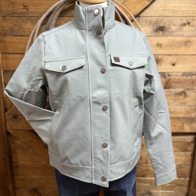 Womens Cinch Cropped Chore Coat-Sage Green