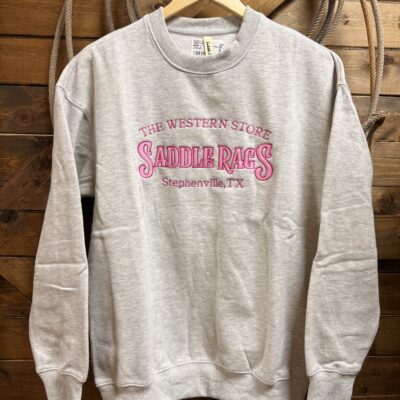 Saddle Rags Crew Sweatshirt - Light Gray/Pink