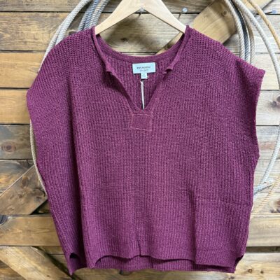 Womens Ee:some Knitted Cap Sleeve Sweater-Wine