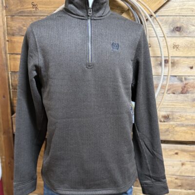 Mens Cinch 1/4 Zip Fleece Pullover-Brown Heather