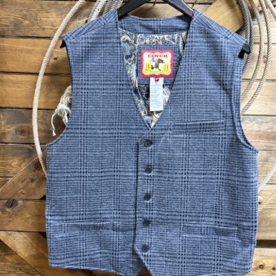 Mens Cinch Western Tweed Vest-Charcoal