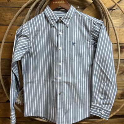Boys Ariat Pro Series Classic L/S Button Down-Banker Stripe